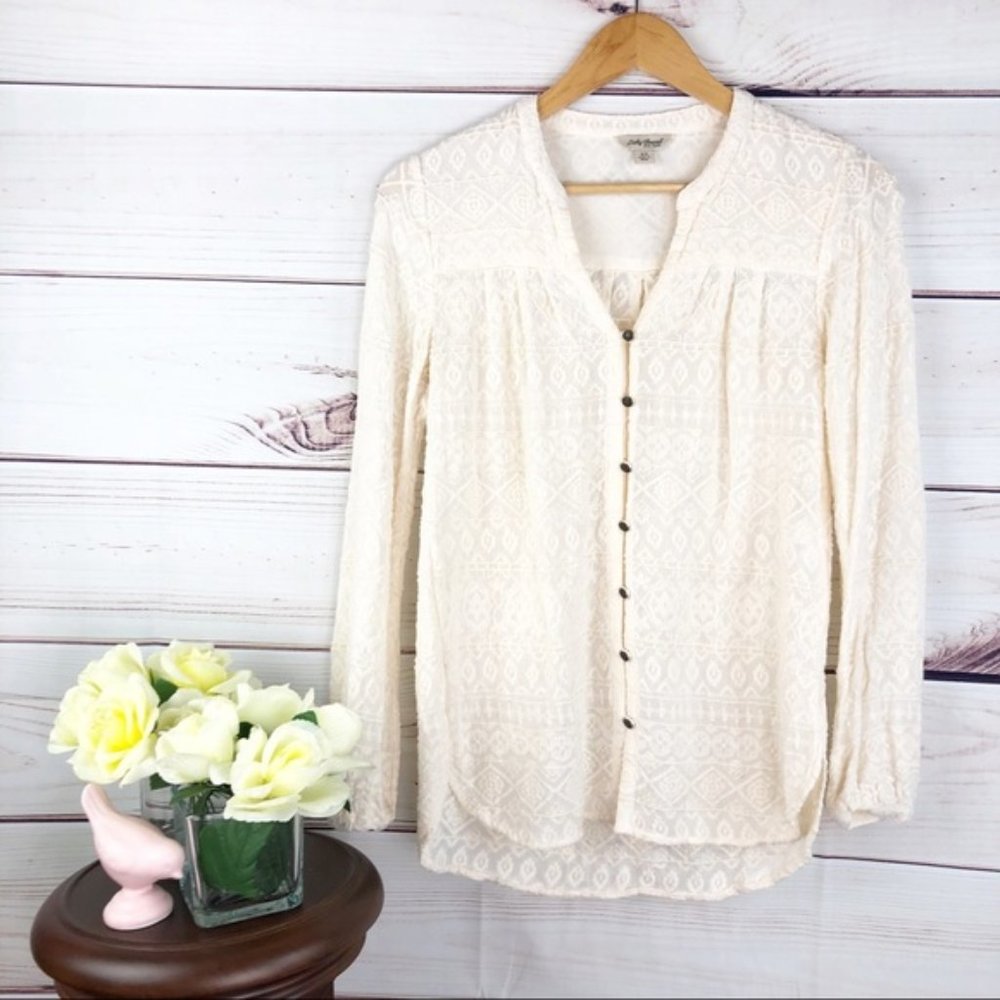 T108 Lucky brand boho long sleeve blouse